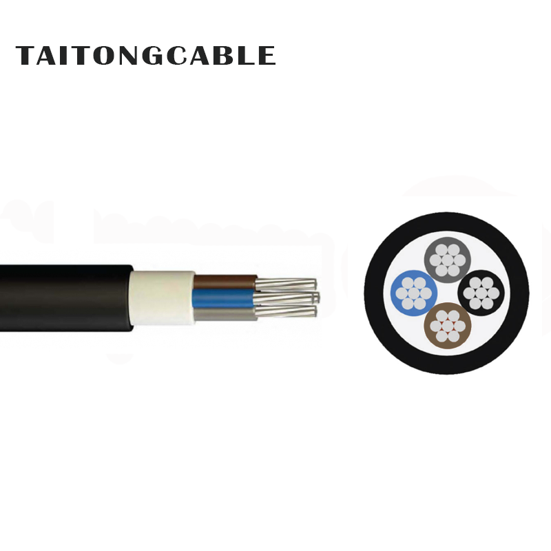 Tegangan Rendah 2-5-inti Konduktor Aluminium Kabel Daya Berselubung PVC Berinsulasi XLPE Tanpa Lapis Baja